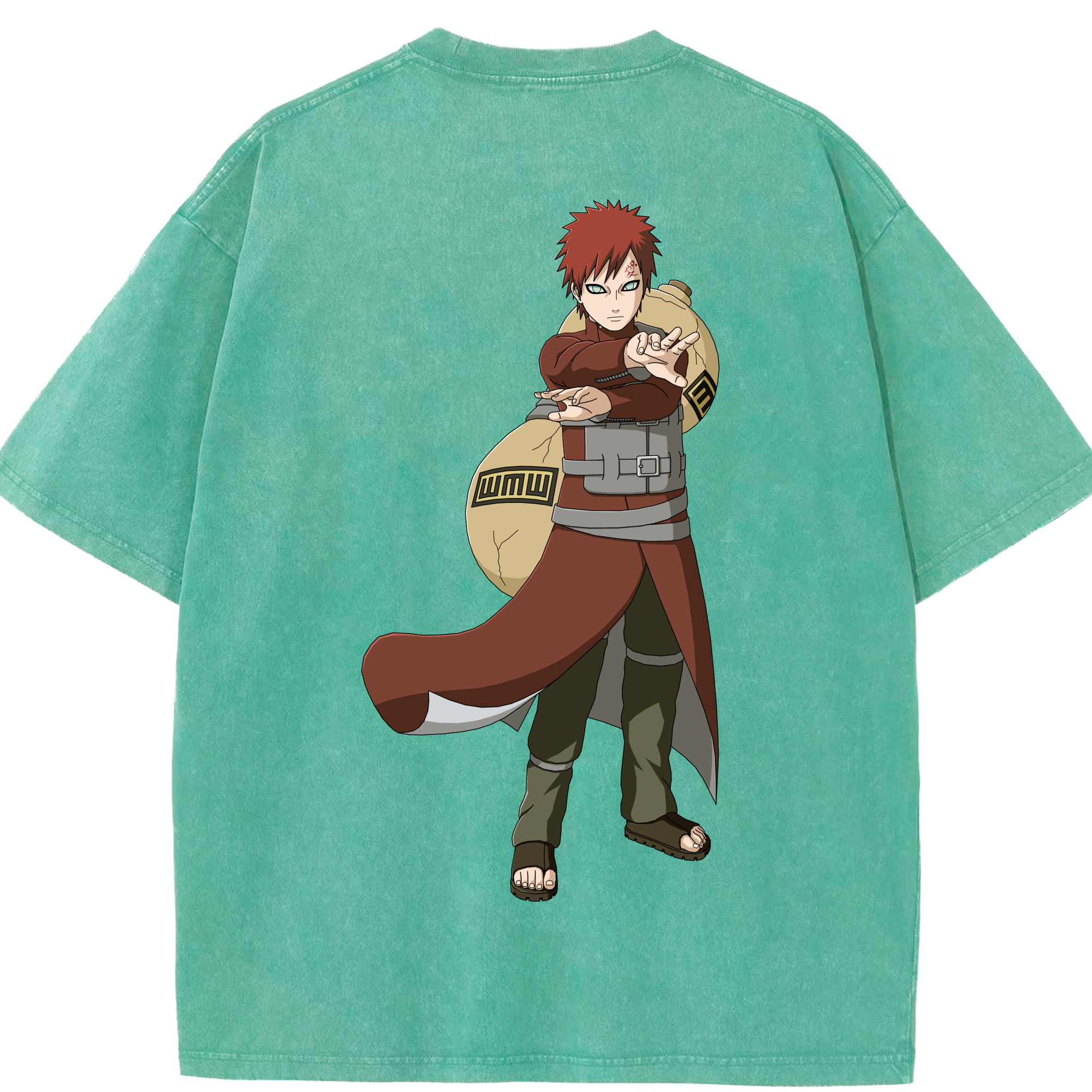 （画像用） NARUTO -ナルト- ガアラ Gaara 綿100% ヴィンテージ風 半袖Tシャツ（背面プリント）